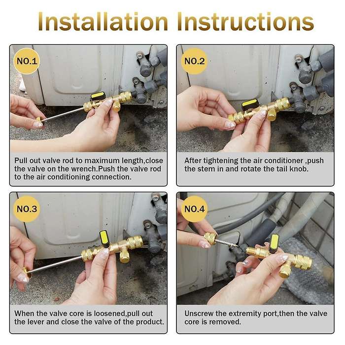 Hvac Valve Core Removal Tool, Valve Core Remover with Valve Cores, Nuts and R410 R32 Adapters, for R