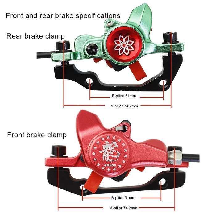 Hydraulic Disc Brake Calipers Rotor Front Left/Right Rear 800/1400mm Oil Pressure Disc Brake Set,Gol
