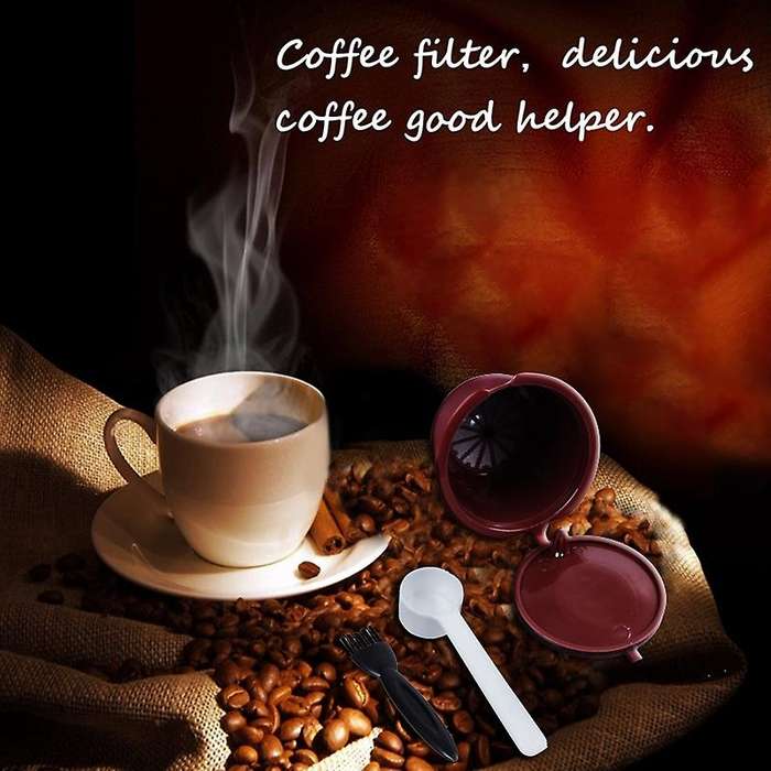 i cafilas 4pcs Plsatic Refillable Coffee Capsule with Spoon Brush 200 Times