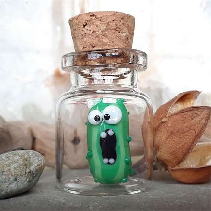 in Miniature Glass Jars, Handcrafted Sculptural Jars of for Pickle Lovers