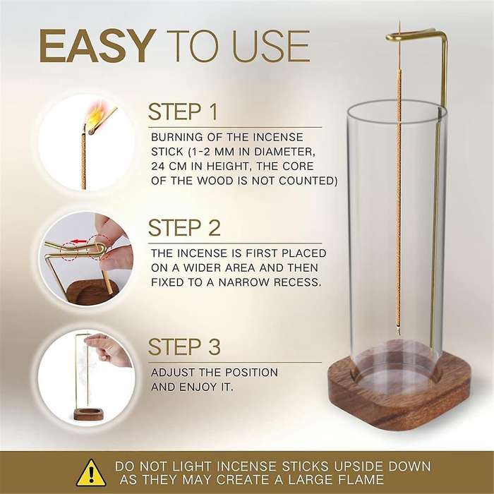 Incense Holder with Removable Glass Ash Catcher Mess Free Incense Burner Holder, Incense Stick Holde