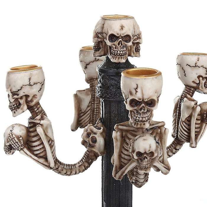 Indoor Halloween Decoration Resin Skull Candle Holder Home Office Bar Decoration Halloween Haunted H