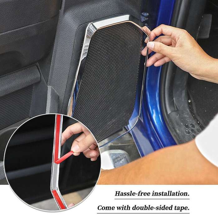 Interior Door Speaker Trim Cover Frame ABS Accessories for Ram 1500 2010-2017 (Silver)
