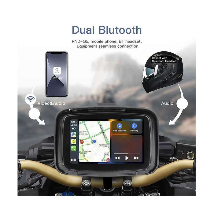 Ipx7 Motorcycle Waterproof Displa 5 Inch Motorcycle Wireless Carplay Android Auto Portable Navigati