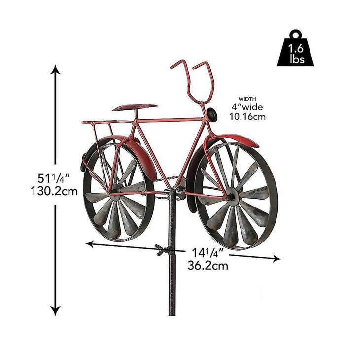 Iron Wind Spinner,51in H Bicycle Wind Spinners, Bike Stake Decoration, Outside Garden Decor for Pati