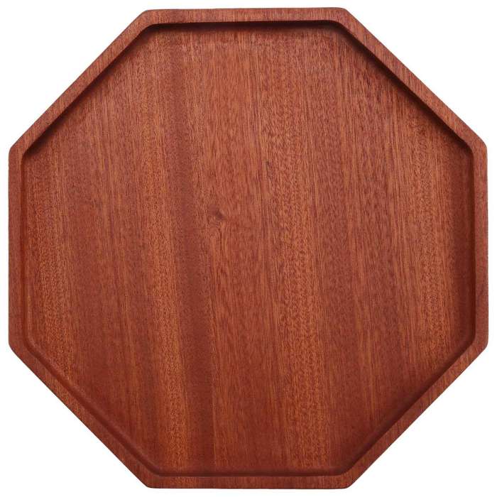 Japanese Ebony Plate Simple Octagonal Dinner Plate Wooden Tray Serving Table Plate Household Deskto