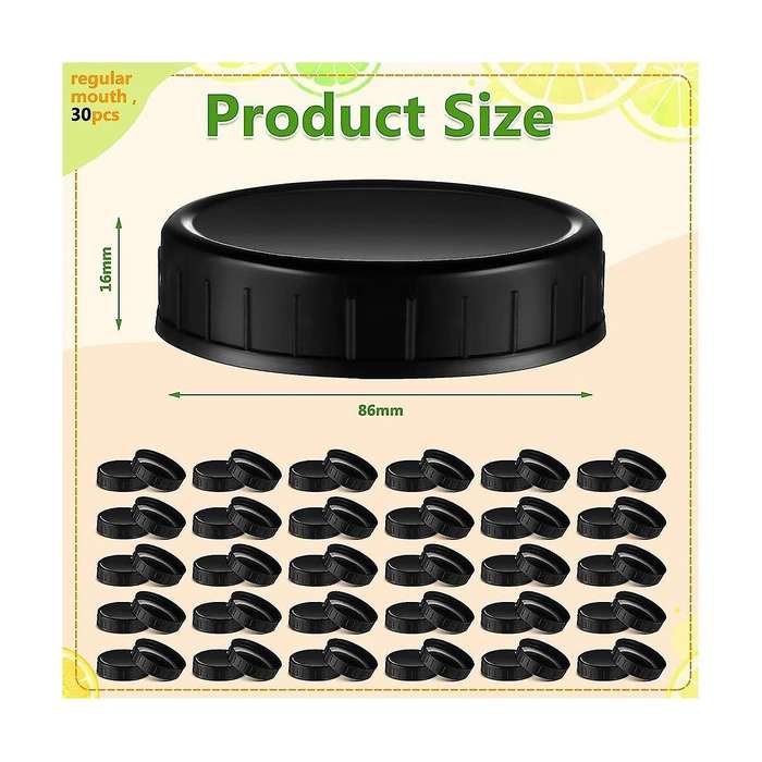Jar Lids Plastic Storage Caps with Rubber Seal Replacement Plastic Lids for Jars Canning Jars And