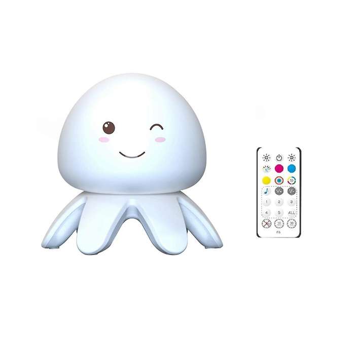 Jellyfish Night Lamp with Remote Control Music Color Changing 1200mah Usb Rechargeable Silicone Beds