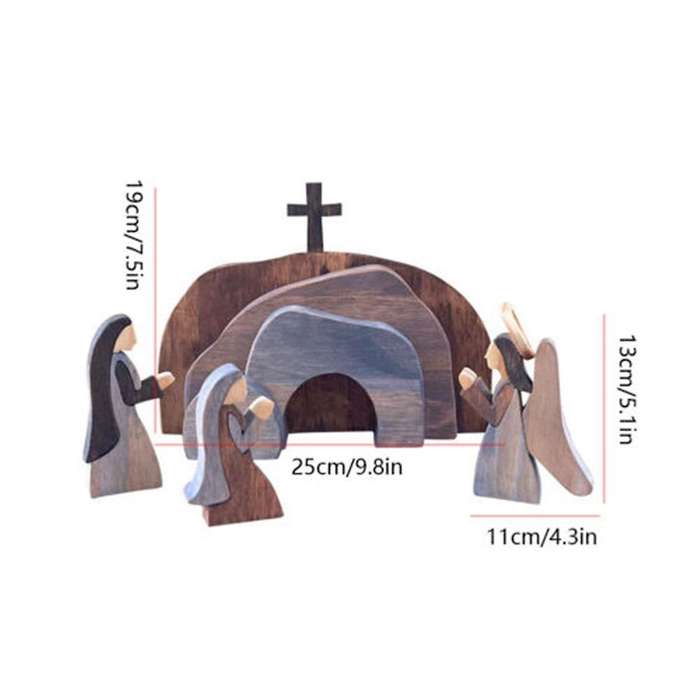 Jesus Statue Decoration Wooden Nativity Statue Set Easter Crafts
