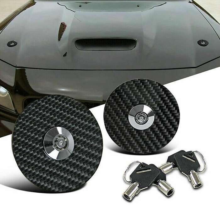 JDM Racing Carbon Fiber Front Hood Lock Pins Aluminum Hood Pins+Bolts Keys