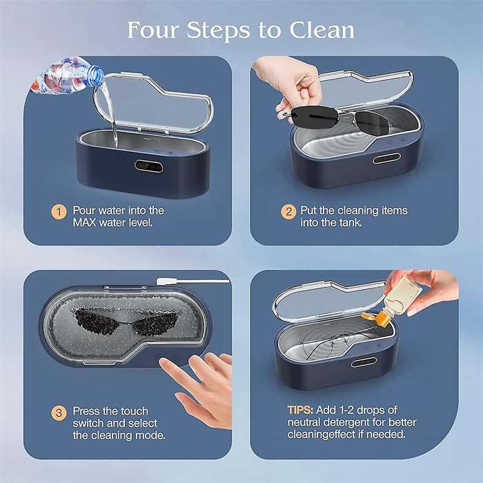 Jewelry Cleaner, 450ml Professional Ultrasonic Cleaning Machine for All Jewelry, 45khz Portable Hou
