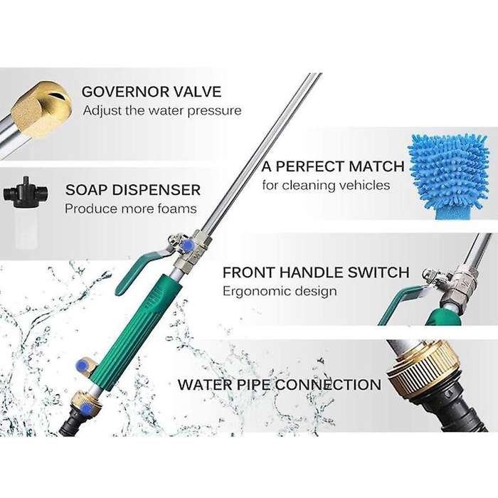 Jet Car Washer Power Hose Nozzle, Magic High Pressure Wand, Flexible Water Hose Nozzle Sprayer Exten