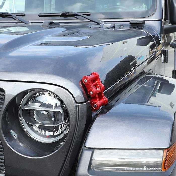 JL Hood Latches, Aluminum Car Hood Catch Set for 2018-2021 JL JLU & 2020-2021 JT ,Red