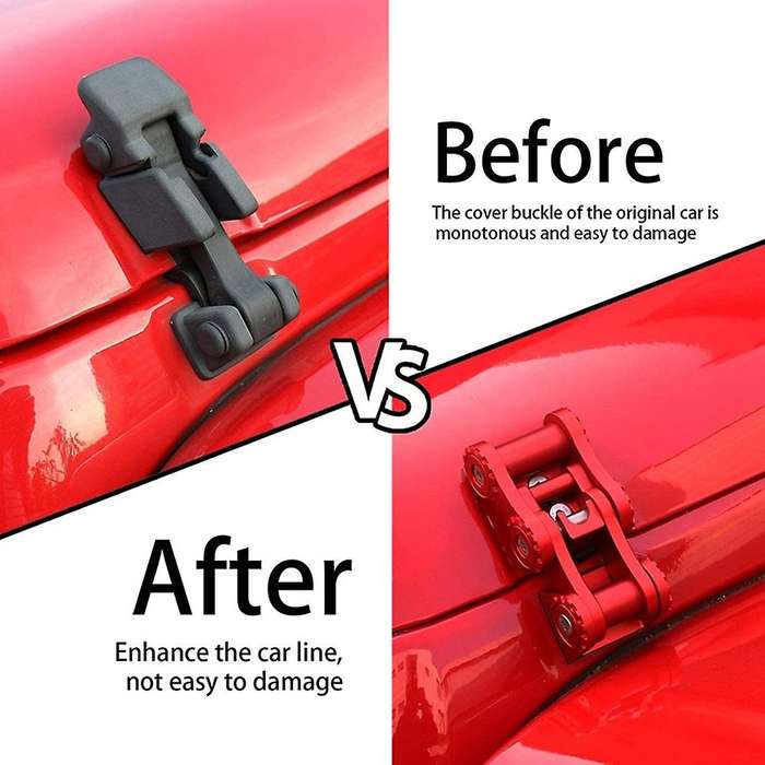 JL Hood Latches, Aluminum Car Hood Catch Set for 2018-2021 JL JLU & 2020-2021 JT ,Red