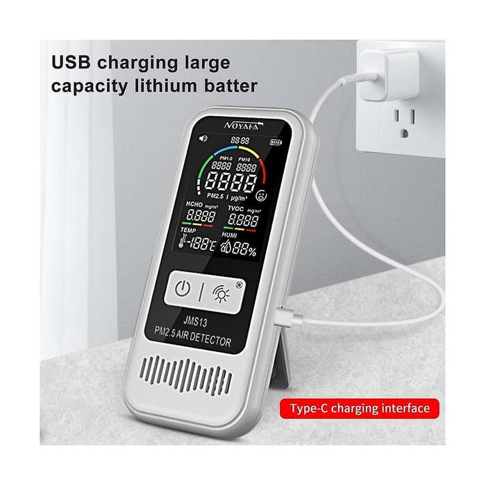 JMS13 Air Quality Monitor, Indoor Thermometer Portable PM2.5/PM1.0/PM10 Tester, 5-In-1 Detector for