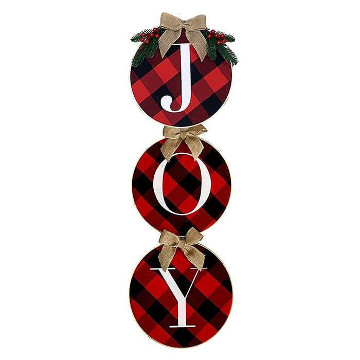 Joy Sign Christmas Wreaths Decorations for Front Door, Decor for Home Window Wall Farmhouse Indoor O