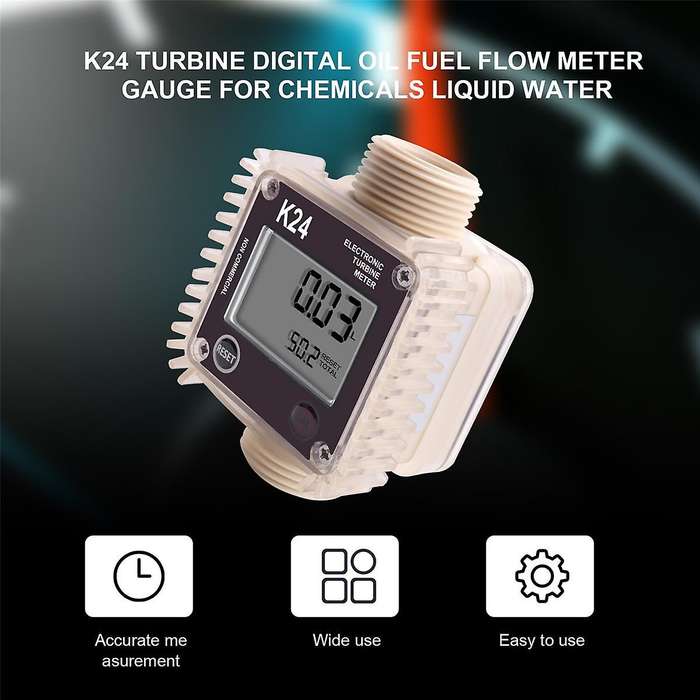 K24 Turbine Digital Oil Fuel Flow Meter Gauge for Chemicals Liquid Water