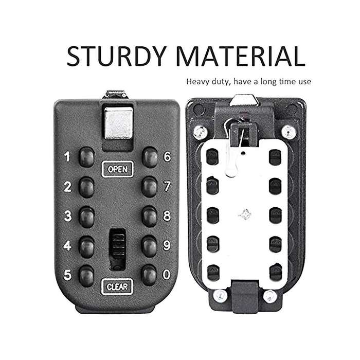 Key Lock Box for Outside Wall Mount, Key Storage Box, 10-digits Combination Lockbox Button Key Box