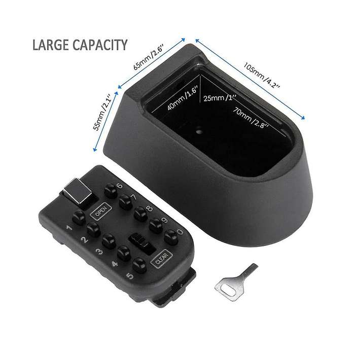 Key Lock Box for Outside Wall Mount, Key Storage Box, 10-digits Combination Lockbox Button Key Box