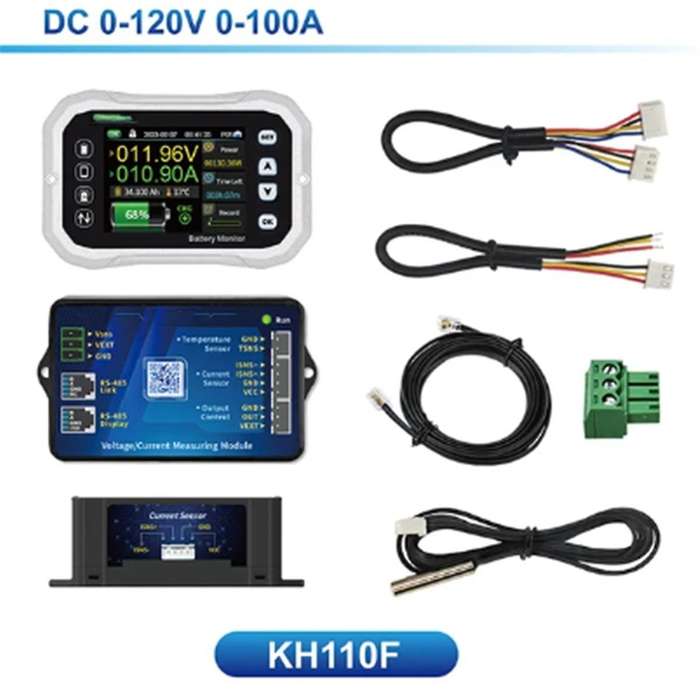 KH110F Bluetooth Battery Monitor 0-120V 100A Voltage Current Tester Capacity Indicator RV Battery VA