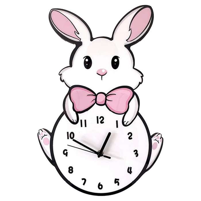 Kids Wall Clock Battery Operated,Silent Non Ticking Cat Wall Clock,Analog Cute Pink Wall Clock for G