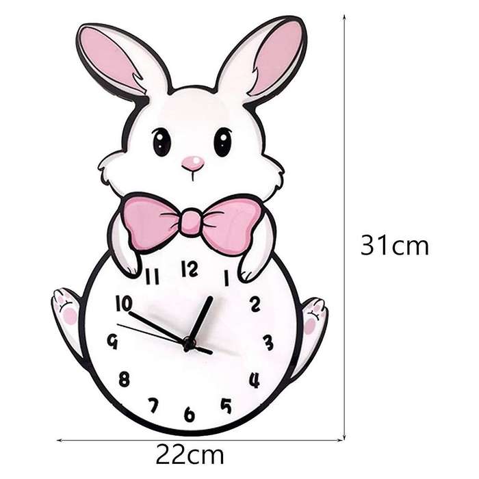 Kids Wall Clock Battery Operated,Silent Non Ticking Cat Wall Clock,Analog Cute Pink Wall Clock for G
