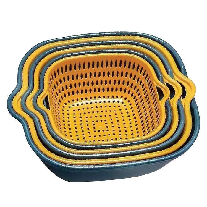 Kitchen Colander Bowl Pasta Strainer Plastic Fruit Bowl Colanders Three-Layer Draining Bowl Vegetabl