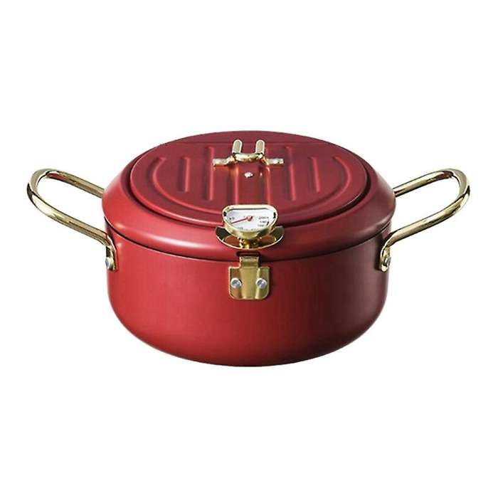 Kitchen Deep Frying Pot with Lid and Thermometer Non Stick Tempura Deep Fryer Stainless Steel Tempu