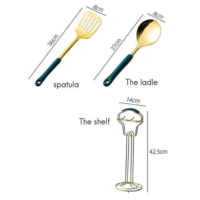 Kitchen Cooking Tool Heat-Resistant Cookware Stainless Steel Spoon Spatula Ceramic Handle,A