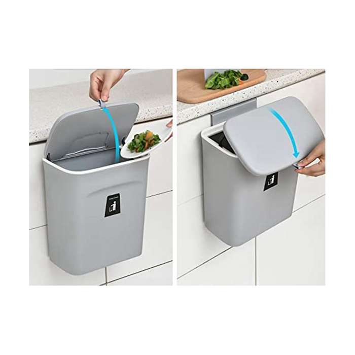 Kitchen Compost Bin, 9l Trash Bin, Countertop Or Under Sink, Hanging Small Trash Bin with Lid for B