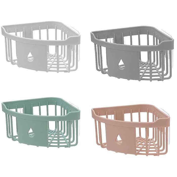 Kitchen Free Hole Shelf Bathroom Bathtub Wall Mounted Storage Rack Organizer Accessories Shower Corn