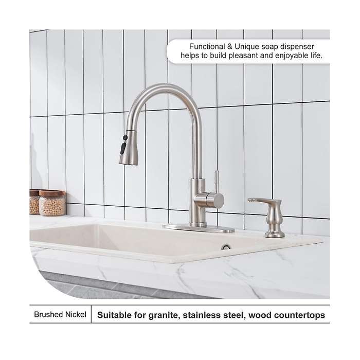 Kitchen Sink Soap Dispenser Brushed Nickel,under-sink Soap Dispenser with Silicone Extension Tube Ki