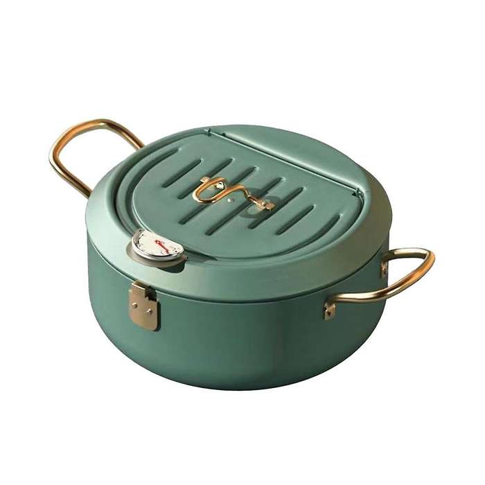 Kitchen Stainless Steel Deep Frying Pot Oil Fryer with A Thermometer and A Lid 304 Tempura Fryer Pa