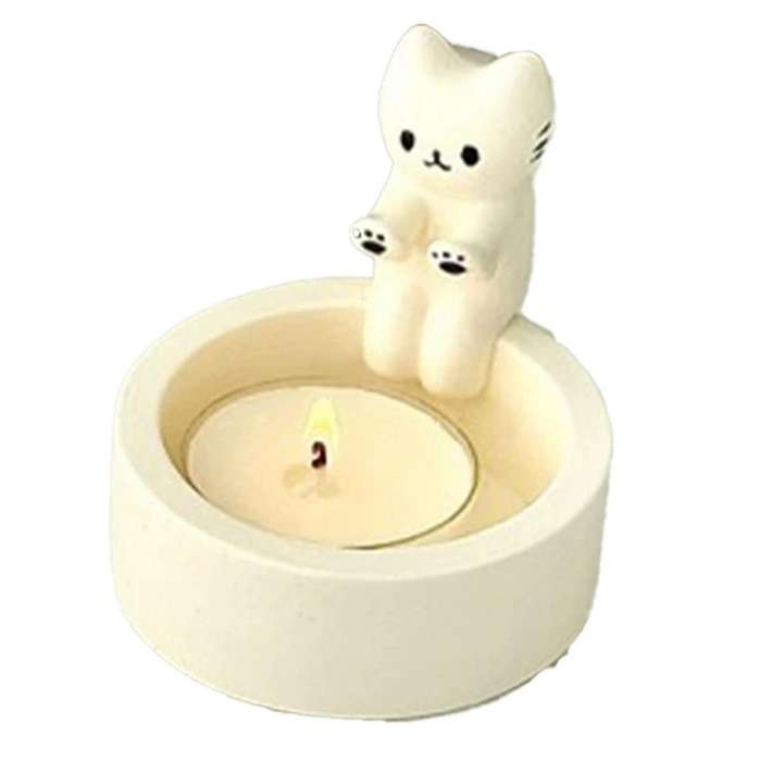 Kitten Candle Holder, Cute Grilled Cats Aromatherapy Candle Holder, Desktop Decorative Ornaments, Bi
