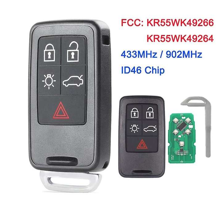 Kr55wk49264 Car Smart Key 5 Buttons for V60 S60 S60l S80 Xc60 Xc70 V40 2007-2016 Id46 Pcf7953 Chip 4