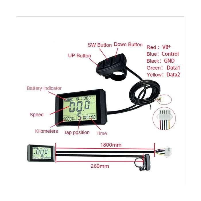 KT-LCD10H Display Ebike Meter with 5Pins Plug 24V/36V/48V for KT Controller Kit Ebike Parts