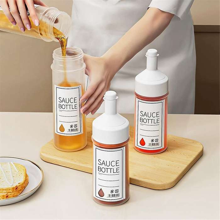 L, Food-Grade Squeeze Sauce Bottle, Seasoning Jar, Multi- Dispensing Bottle, Salad Ketchup Sauce Bot