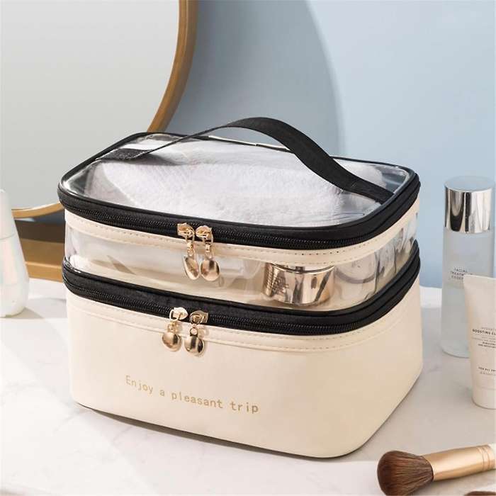 Large Layer Travel Makeup Bags,Clear Makeup Bag Organizer Skincare Bag Layer Makeup Organizer Bag Mi