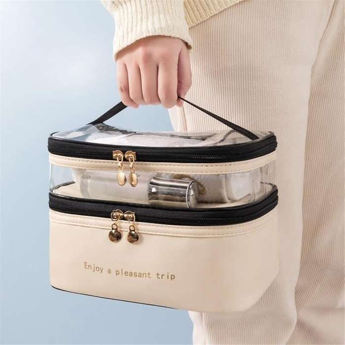 Large Layer Travel Makeup Bags,Clear Makeup Bag Organizer Skincare Bag Layer Makeup Organizer Bag Mi