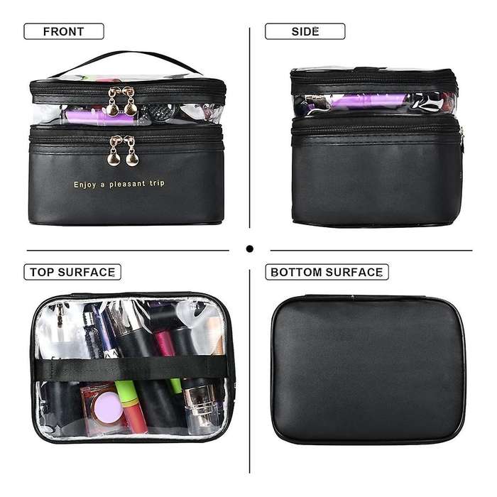 Large Layer Travel Makeup Bags,Clear Makeup Bag Organizer Skincare Bag Layer Makeup Organizer Bag Mi
