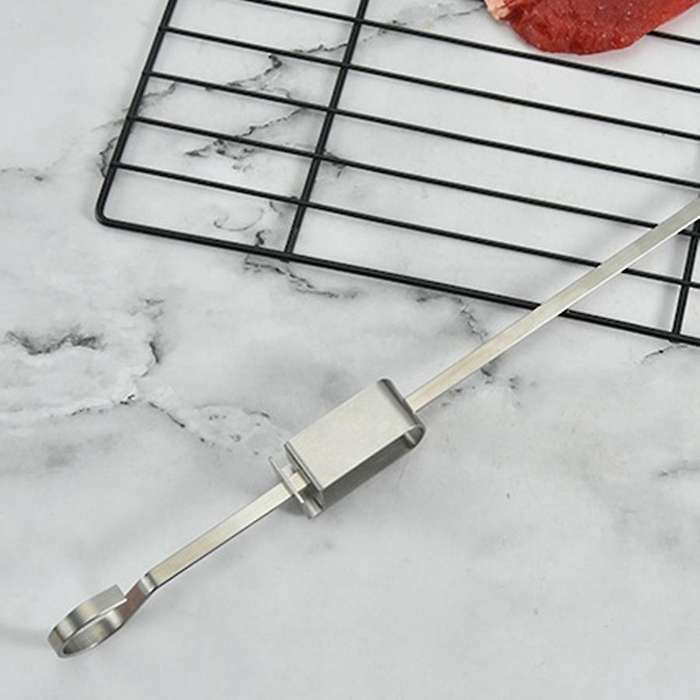 Large Flat Plate of Stainless Steel Flattened Meat String Signed for Outdoor Picnic BBQ Barbecue Ske