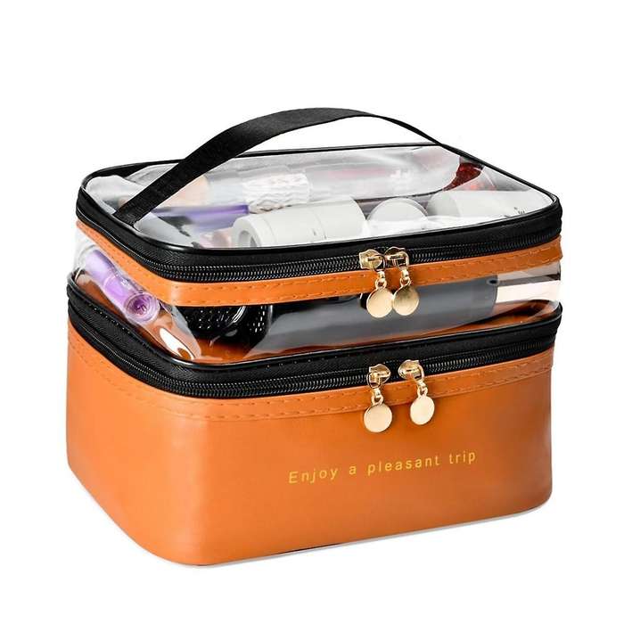 Large Layer Travel Makeup Bags,Clear Makeup Bag Organizer Skincare Bag Layer Makeup Organizer Bag Br