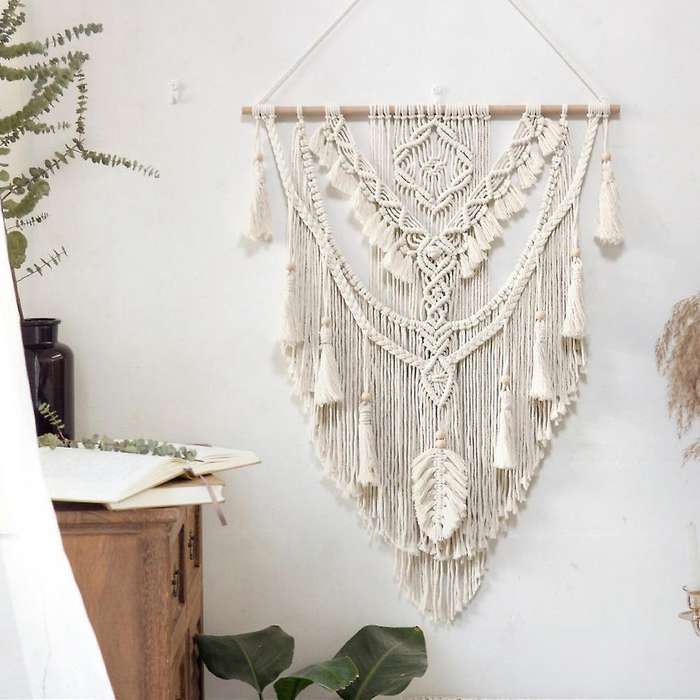 Large Macrame Wall Hanging Modern Woven Wall Tapestry Crochet Cotton Mural Rustic Wedding Backdrop B