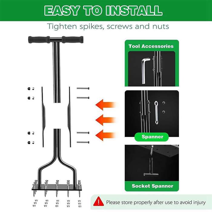 Lawn Aerator Spikes Aerating Tool, Manual Aeration Tools,Yard Aerators with Cleaning Weeder Tool for