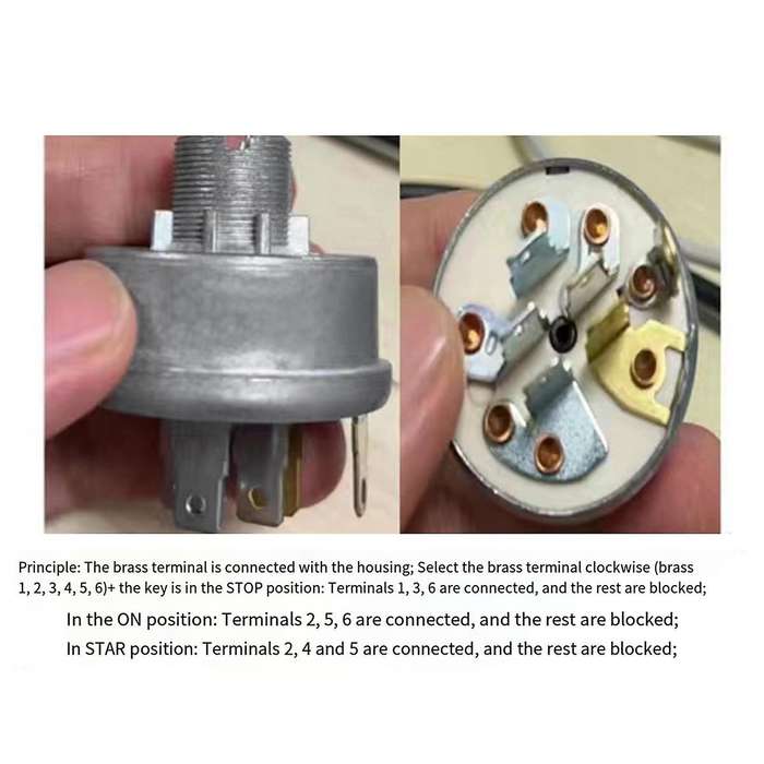 Lawn Mower Ignition Switch 6-Pin Ignition Switch for Lawn Mowers and Agricultural Vehicles Tractor 5