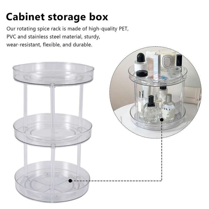 Lazy Turntable Cabinet Organizer,clear Lazy Organizer Rack for Cabinet for Kitchen Bathroom B
