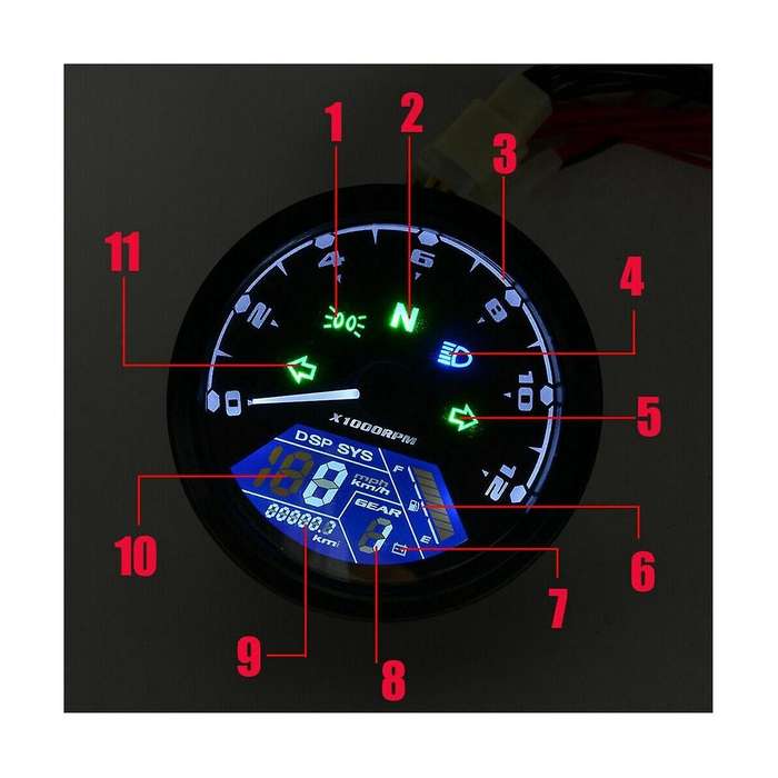Lcd Digital Motorcycle Speedometer Tachometer Cafe Odometer 12000rpm