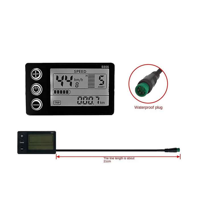 Lcd-s866 Electric Bike Lcd Display Meter 24v 36v 48v E-bike Control Panel with Waterproof Plug Ebik
