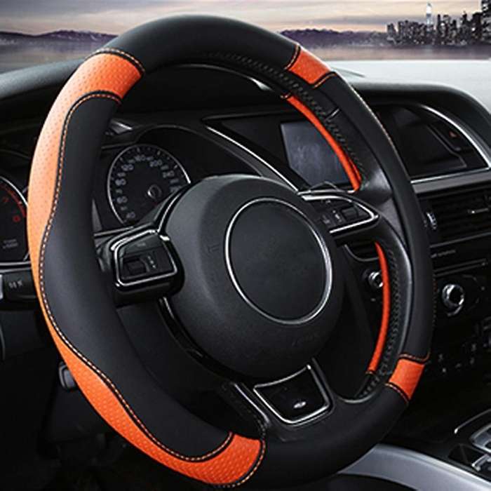 Leatherette Car Decoration Car-Styling Sport Auto Steering Wheel Covers Anti-Slip Automotive Accesso