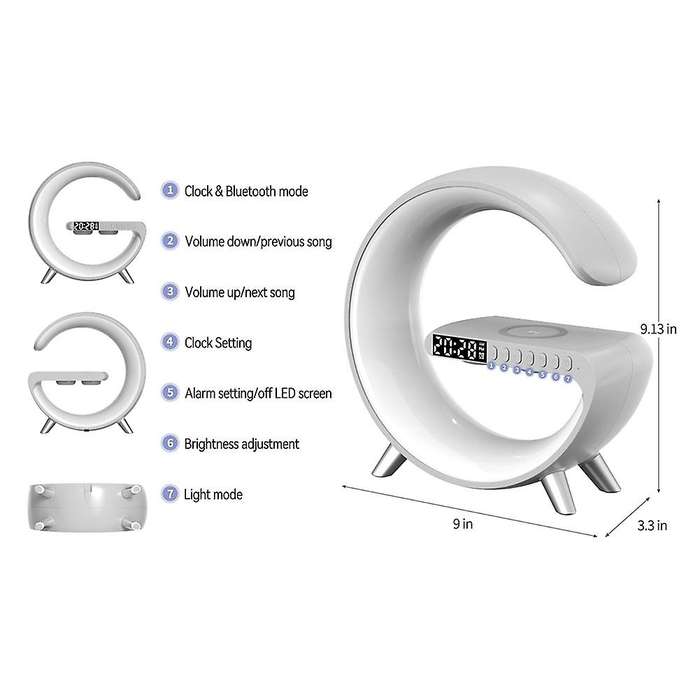 Led Atmosphere Rgb Light Multifunctional Wireless Charger Alarm Clocks Speaker App Control for Us P